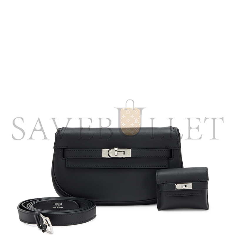 HERMÈS MASTER KELLY MOOVE BLACK SWIFT PALLADIUM HARDWARE (20*11.5*6cm)